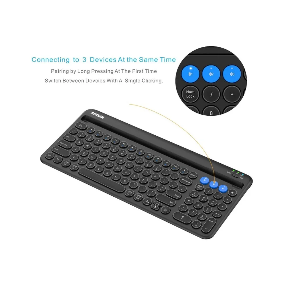 Arteck HB206-2 Wireless Bluetooth Keyboard Multi-Functional with Cradle Office